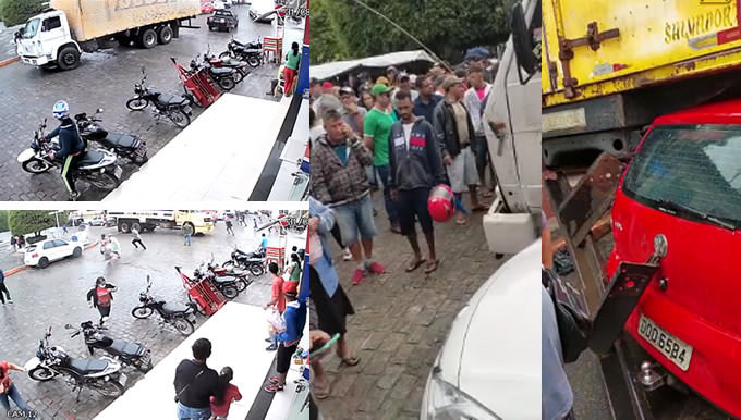 Caminhão perde o freio e atinge outros veículos em Monte Santo - VEJA O VÍDEO