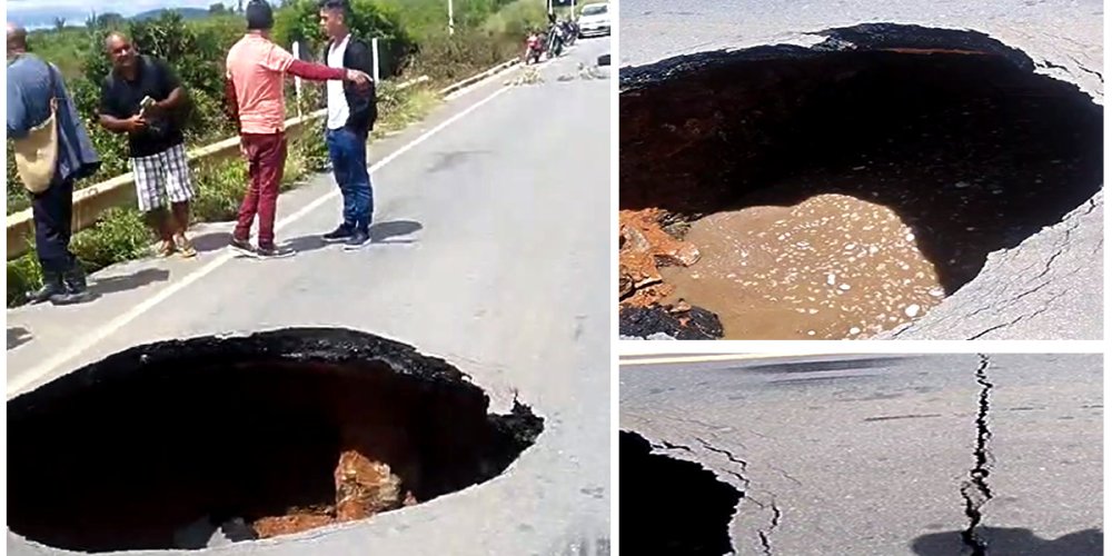 Chuva abre cratera em BA-220 trecho que Liga Monte Santo a Euclides da Cunha