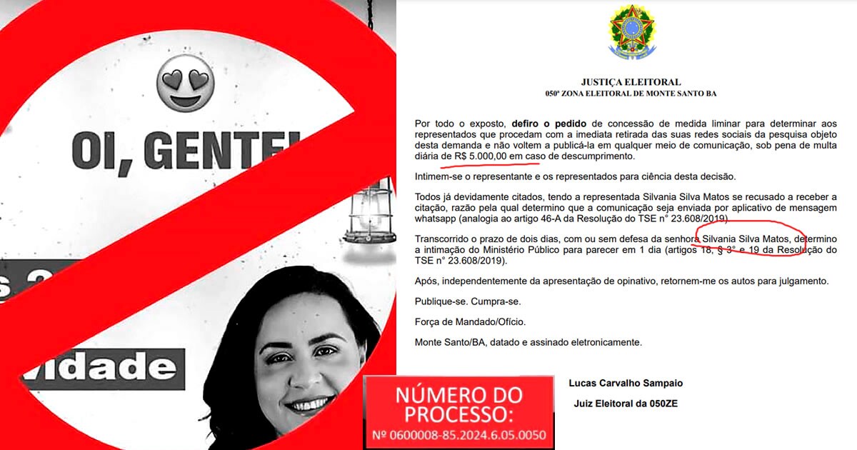 Justiça Eleitoral notifica Prefeita de Monte Santo Silvania Matos após divulgação de Pesquisa Irregular