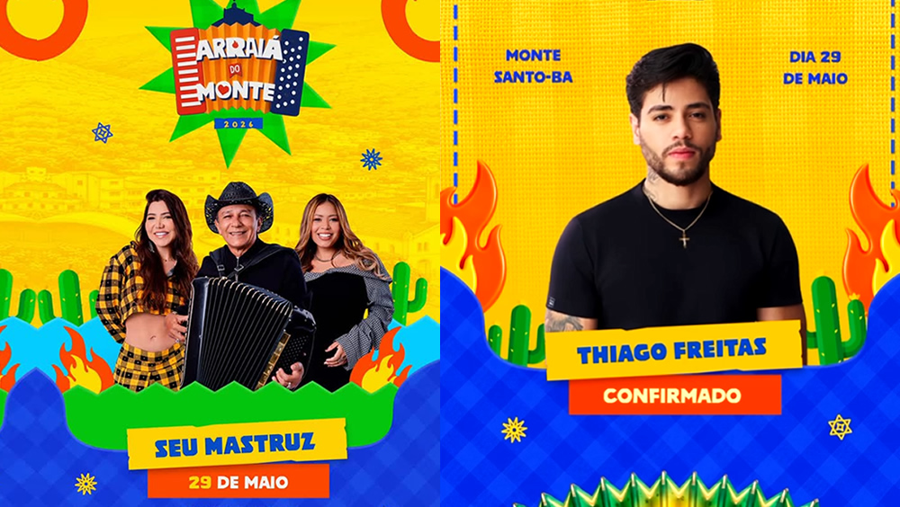 Prefeitura confirma Seu Mastruz e Thiago Freitas na abertura do Arraiá do Monte em Monte Santo