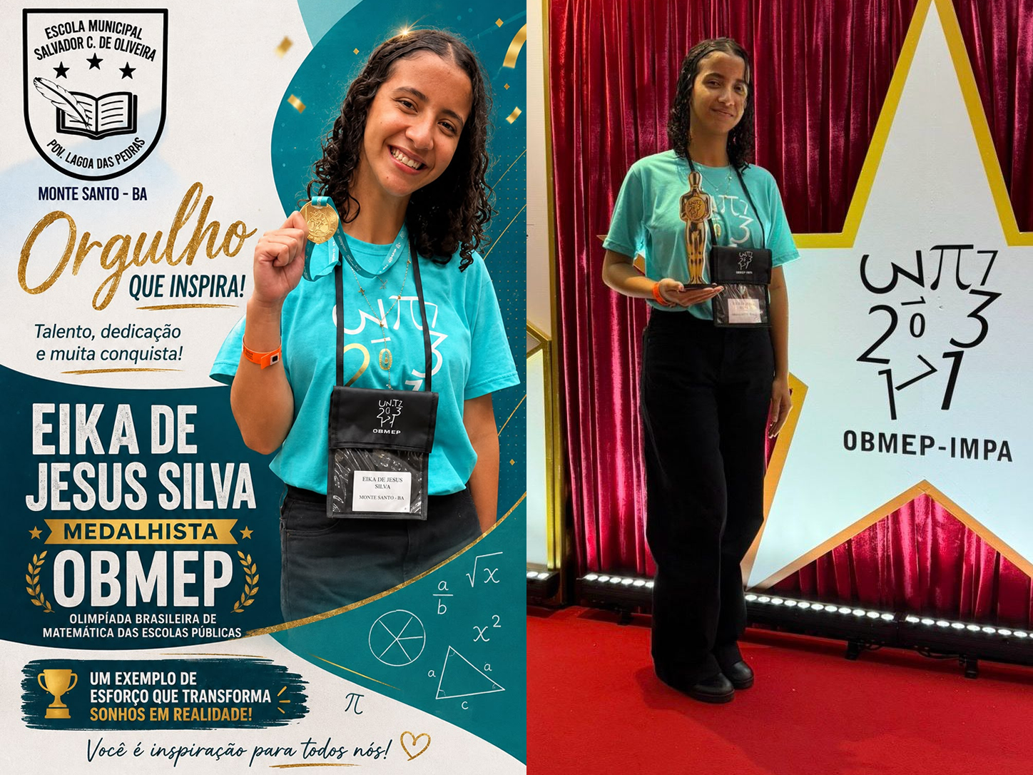 Estudante de Lagoa das Pedras em Monte Santo (BA), faz história e conquista Medalha de Ouro na OBMEP