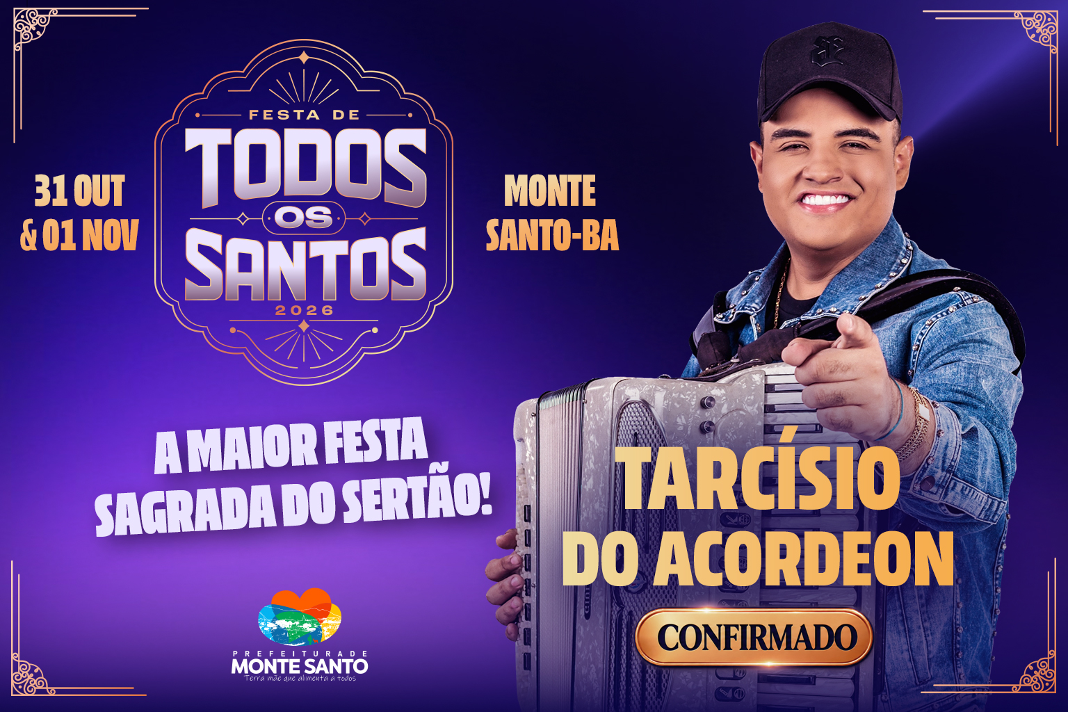 Tarcísio do Acordeon é confirmado na Festa de Todos os Santos 2026