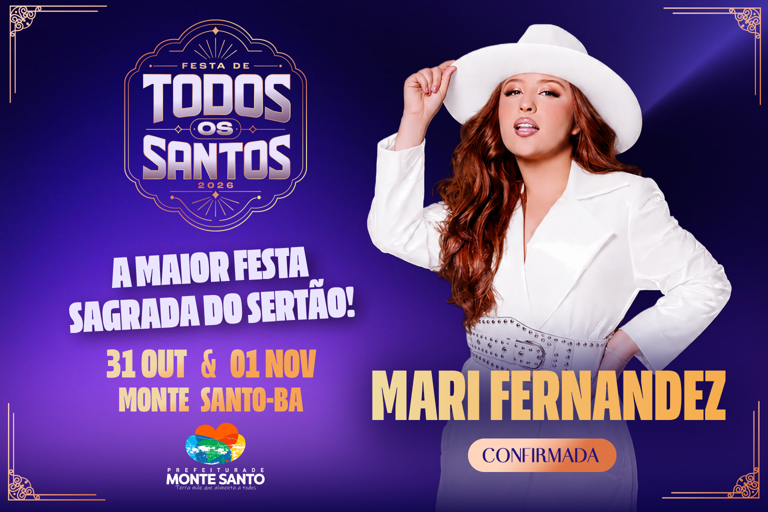 Mari Fernandez é confirmada na Festa de Todos os Santos 2026